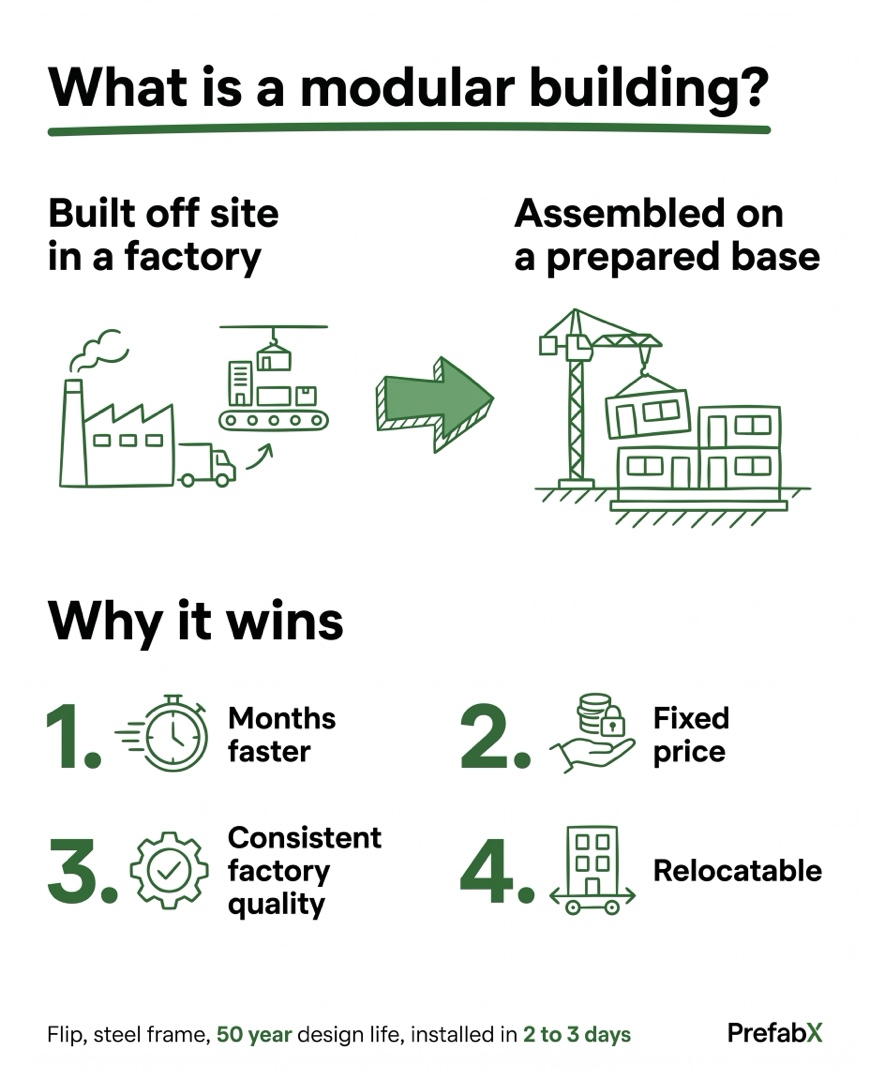 Infographic summarising the key facts: What is a modular building?